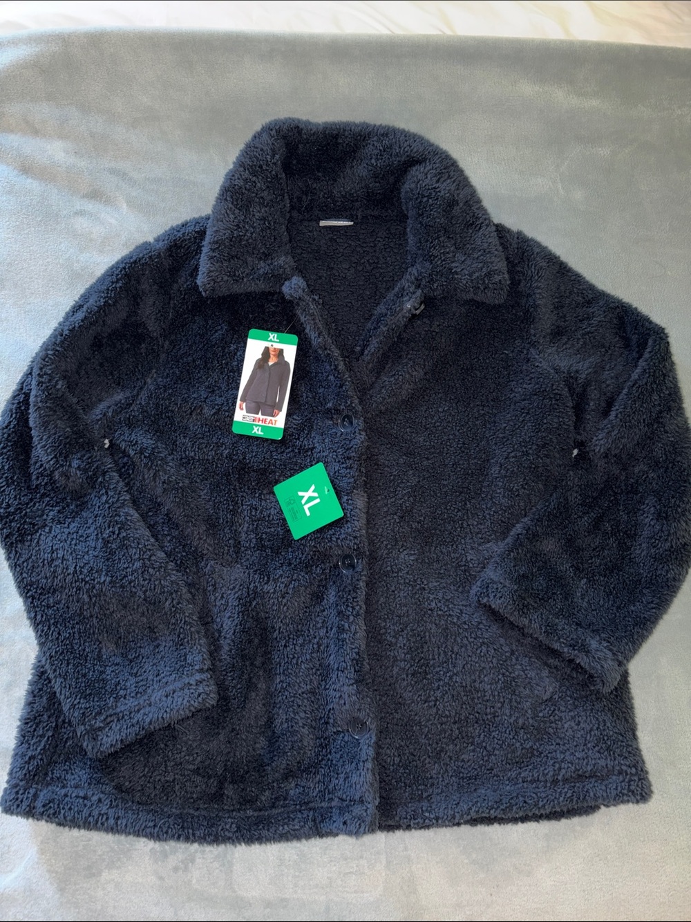 32 Degrees Women's Black Sherpa Button-Up Jacket